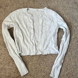 Garage size XS white cropped button up sweater top